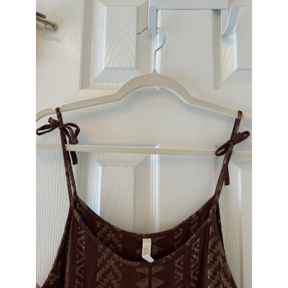 Elan Brown Metallic Mini Dress with Gold Accents - Picture 7 of 8